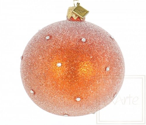 Christmas glass ball 8 cm, Stardust on the orange