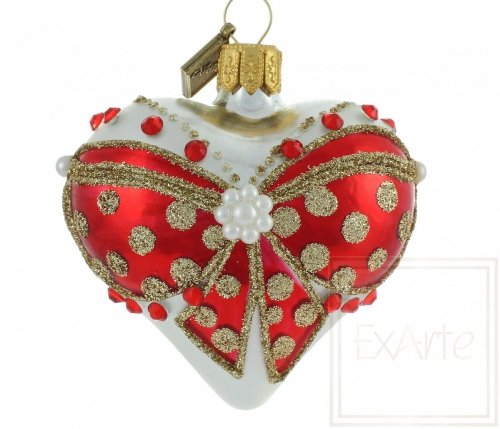 Christmas ornament heart 5 cm - Red stole