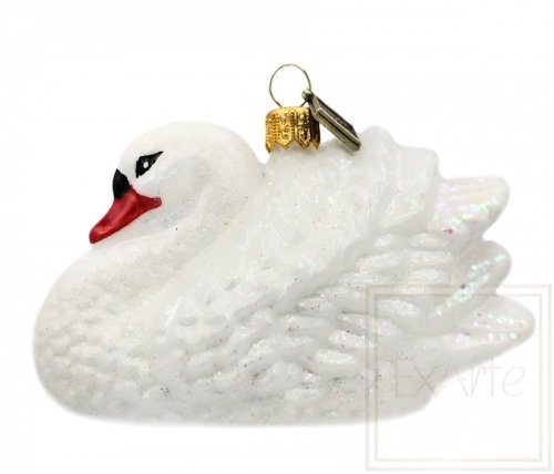 Christmas bauble swan 10cm - White