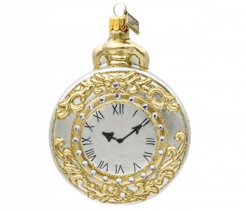 Bombka świąteczna Zegarek kieszonkowy10 cm - Srebrny 