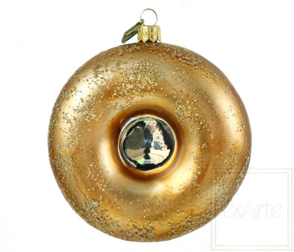 Weihnachtskugeln aus Glas Donut mit goldener Glasur - 10cm