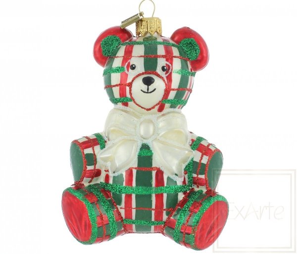 bombka na choinkę miś / Teddybär 12cm - Schottischer Tartan