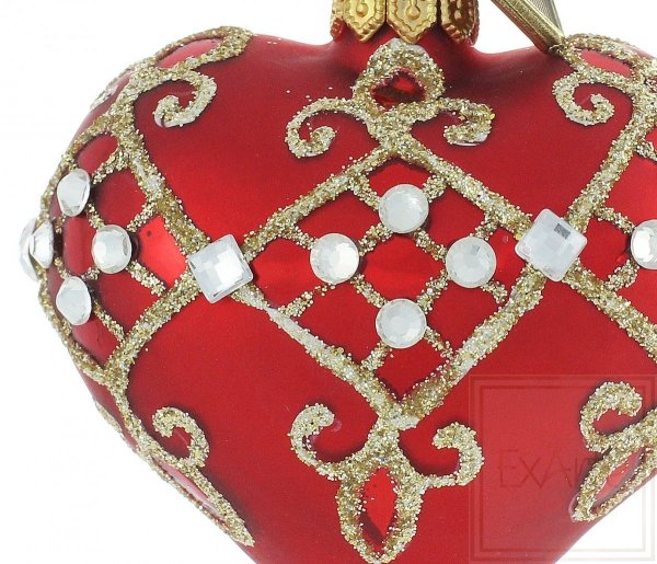 bombki serca na choinkę / Herz 5cm - Diamant-Caro / Heart 5cm - diamond caro