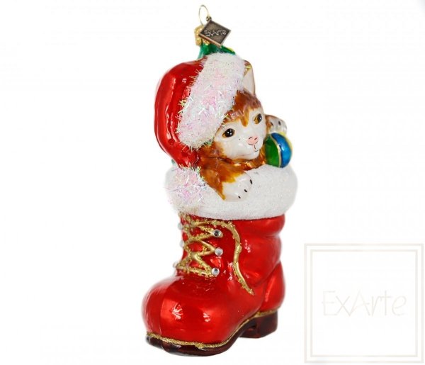 Christmas ornament Kitten 12cm - In Santa's boot
