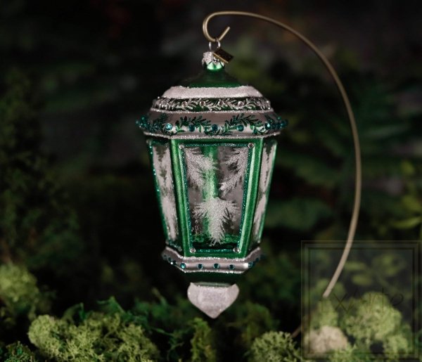 szklana bombka latarnia zielona