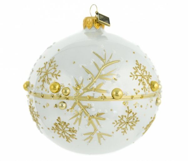 Glass bauble ball 10cm - Golden dandelions