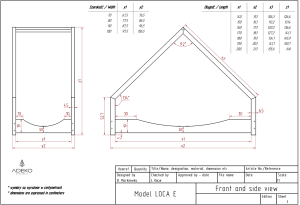 Loca E 90x140cm Łóżko dziecięce drewniane ADEKO