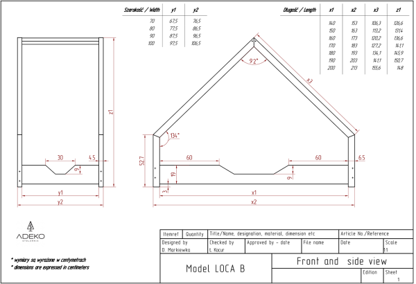 Loca B 90x200cm Łóżko dziecięce drewniane ADEKO