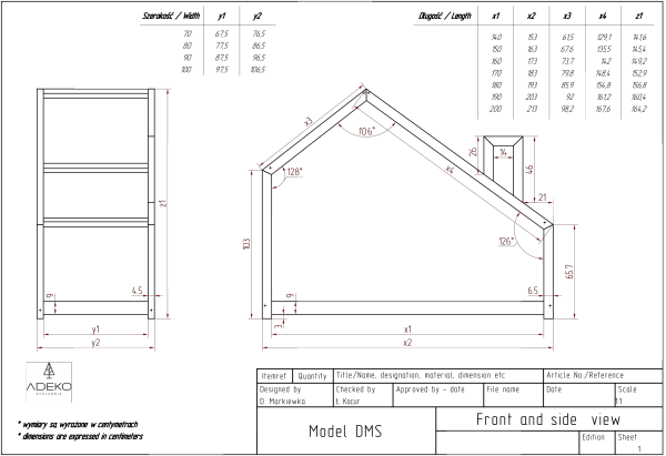 DMS 80x180cm Łóżko dziecięce domek Mila ADEKO