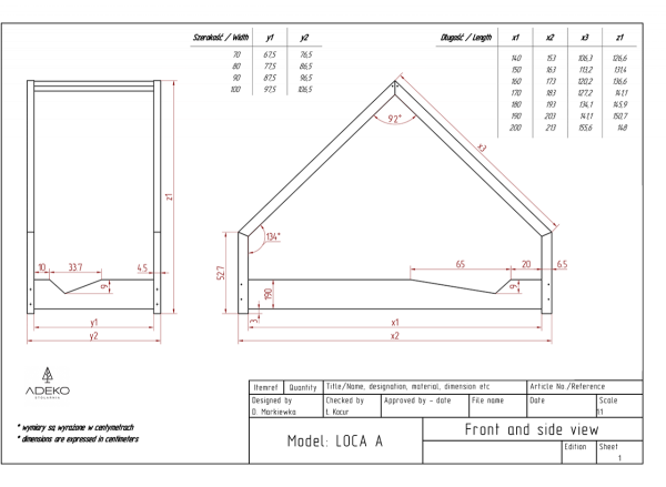 Loca A 70x140cm Łóżko dziecięce drewniane ADEKO