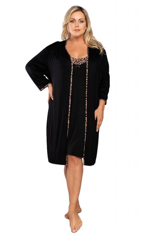 Italian Fashion Eila czarny szlafrok damski plus size