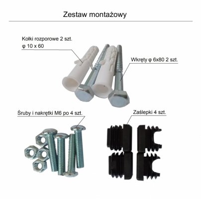 Półka garażowa czarna PG1MCS - zestaw montażowy
