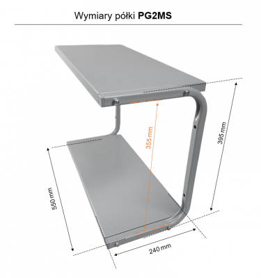 Półka metalowa PG2MS wymiary