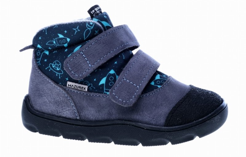 Trzewiki MAZUREK TE-POR 1369 JEANS ROCKET barefoot na rzepy