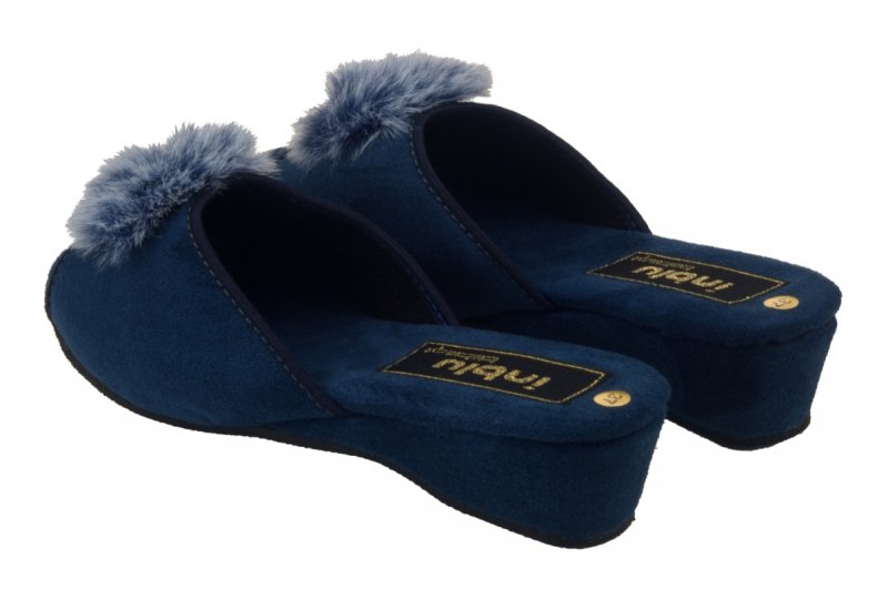 Inblu RR-1H klapki damskie domowe granatowe-pompon