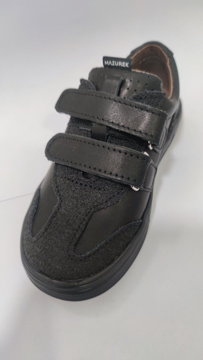 Półbuty skórzane MAZUREK 1362 BLACK na rzepy