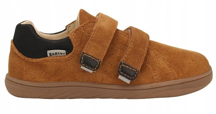 Półbuty BARTEK BAREFOOT 8600363 jasny brąz na rzepy