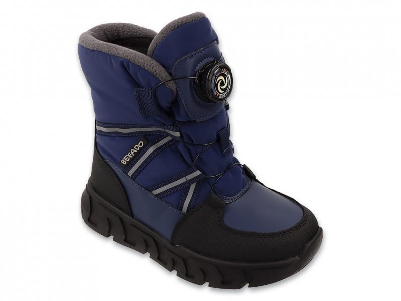 Befado 169X043 Śniegowce granatowe ocieplane wiązanie Twist-BOA