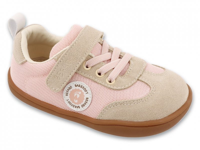 Befado MESHI BAREFOOT 004X010 róż/beż buty dziewczęce na rzep