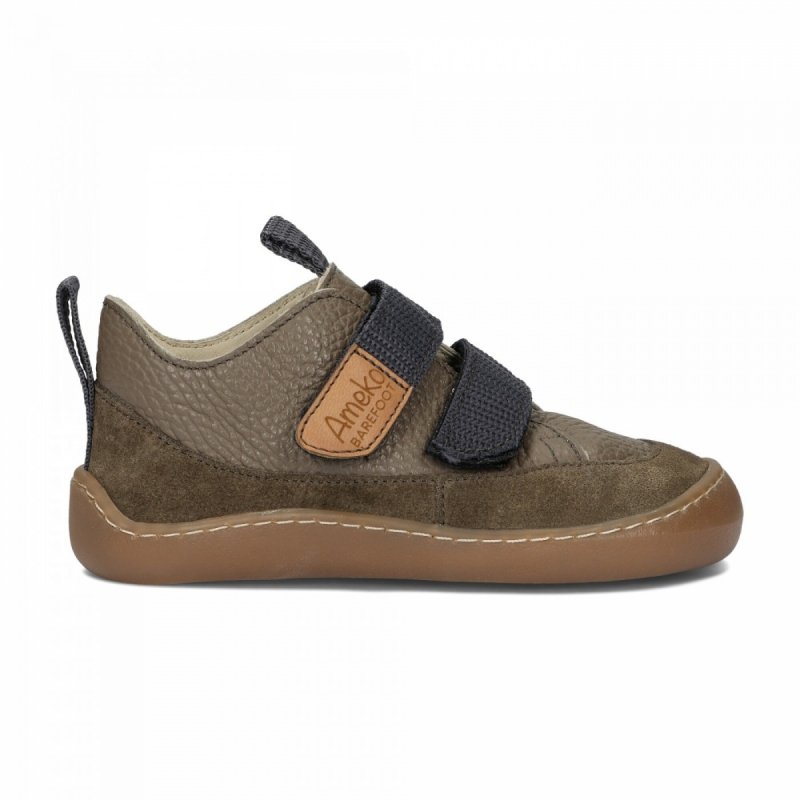 Półbuty AMEKO BAREFOOT AFRO - TAUPE chłopięce na rzepy