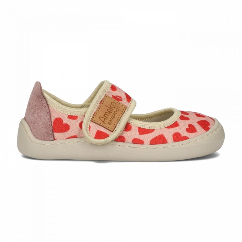 AMEKO kapcie BAREFOOT NOEL - HEARTS na rzep