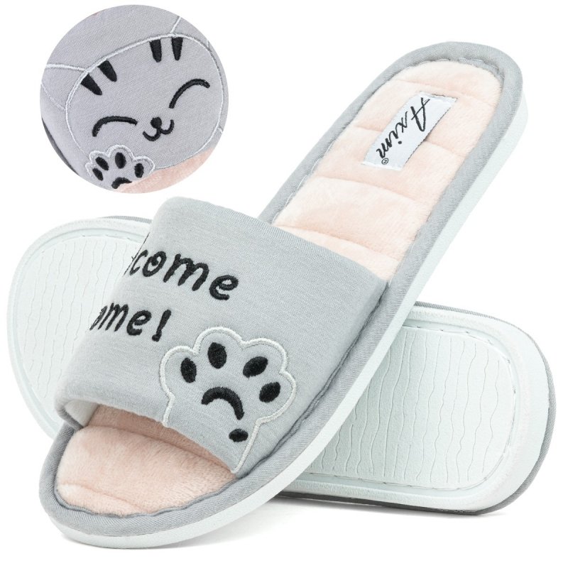 AXIM 7P24068 szare kapcie damskie Kotek 