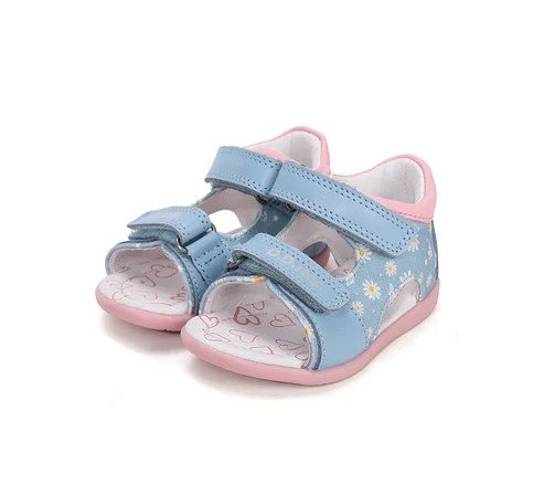 Sandałki skórzane D.D.STEP G075-61329AM AERO BLUE na rzepy