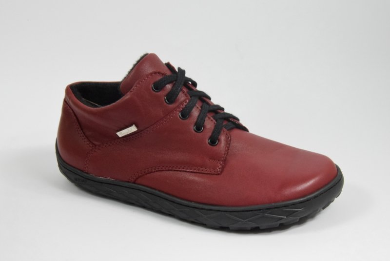 AMULET  347-139 BAREFOOT TRZEWIKI OCIEPLANE damskie bordowe sznurowane