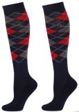 Podkolanówki jeździeckie CHECK navy-grey-red - HARRY'S HORSE