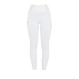 Legginsy damskie zimowe Classic Fleece Lining Full Grip - EQUESTRO - white