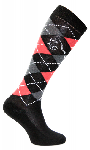 Podkolanówki jeździeckie Karo - COMODO - czary/antracyt/czerwony