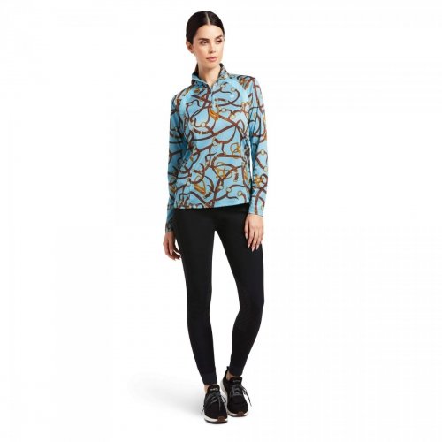 Bluzka damska SUNSTOPPER 2.0 - Ariat - milky blue bridle print