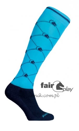 podkolanówki logo fair play jasnoniebiesko-granatowy