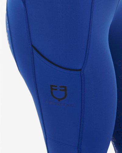 Legginsy damskie Classic Slim Fit Full Grip - EQUESTRO - blue