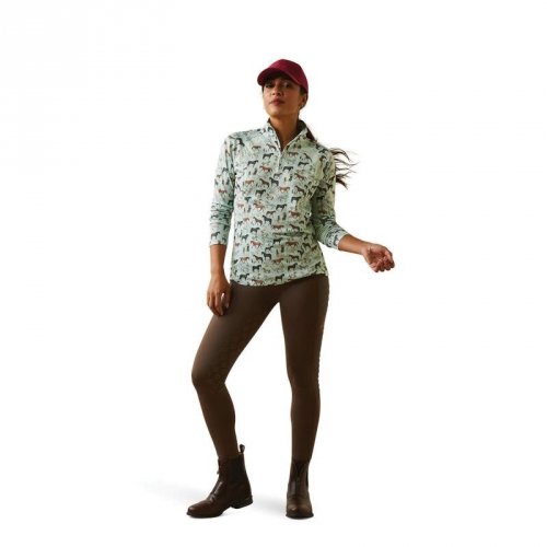 Bluzka damska SUNSTOPPER 2.0 - Ariat - aqua foam herd print