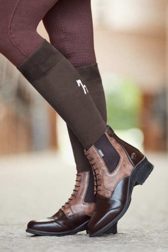 Sztyblety ze skóry syntetycznej dwukolorowe Kilkenny - HORZE - dark brown/light brown