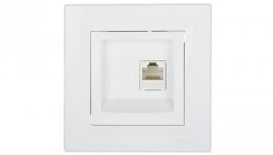 Gniazdo komputerowe Asfora pojedyncze RJ45 kat.6 białe z ramką EPH4700121