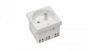Gniazdo modułowe 230V z uziemieniem 1-krotne std 45x45, białe E/GM
