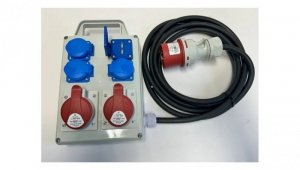 Rozdzielnica elektryczna CEE 32A 16A 3x230V 2xUSB IP44 niezabezpieczony kabel USB 5m 5x2,5