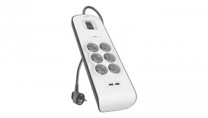Listwa przepięciowa z filtrem RFI 6-gniazd 2-USB Belkin BSV604CA2M