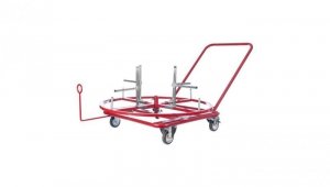 Rozwijak mobilny do rur ogrzewania podłogowego PERT PEX (400m) i peszli karbowanych poziomy na wózku fi: 90cm