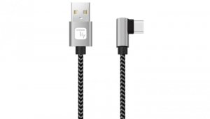 Kabel USB 2.0 USB-A na USB-C kątowy 3A czarno-szary oplot ICOC MU2AC9-020-AL /2 m/