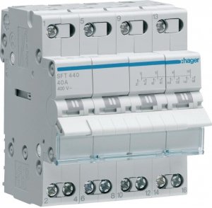 Modułowy przełącznik instalacyjny I-0-II  4P 40A 400VAC Hager SFT440