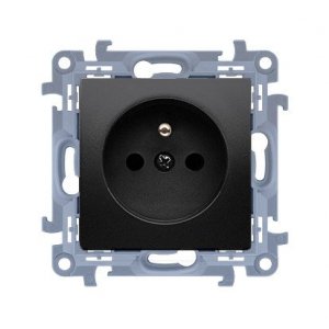 KONTAKT SIMON 10 MODUŁ CZARNY MAT GNIAZDO 1X Z/U Z PRZESŁONAMI SZYBKOZŁĄCZA 16A 250V