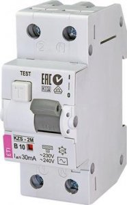 KZS- 2M B 10A/ 30MA/AC WYŁĄCZNIK RÓŻNICONADPRĄDOWY B10A 1P+N 2M 30MA AC 10KA