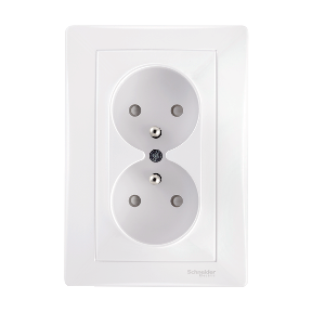 Schneider Electric Sedna, gniazdo podwójne 2P+PE z przesłonami, biały, SDN2800621