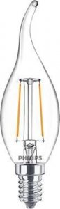 CLASSIC LED ŻARÓWKA LED ŚWIECZKA PŁOMYK FILAMENT 2/25W E14 230V PRZEZROCZ SZKŁO 827 2700K 250LM BA35
