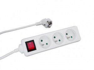 PRZEDŁUŻACZ LISTWOWY P530w 5X 3M Z/U OKRĄGŁY WTYCZKA KĄTOWA 3x1,0mm2 IP20 10A 250V~ BIAŁY WYŁĄCZNIK