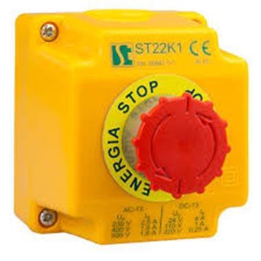 ST22K105-1 OBUDOWA KASETA 1X Z PRZYCISKIEM GRZYBOWYM &quot;STOP&quot; 1-DŁAWICA 1R PRZEZ OBRÓT CZERWONY ŻÓŁTY