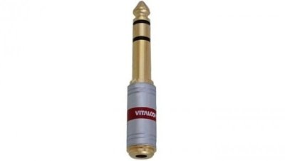 VITALCO JP112 CHROME Przejście Adapter AUX Jack 6,3mm Stereo (wtyk) / mini Jack 3,5mm Stereo (gniazdo) pozłacany